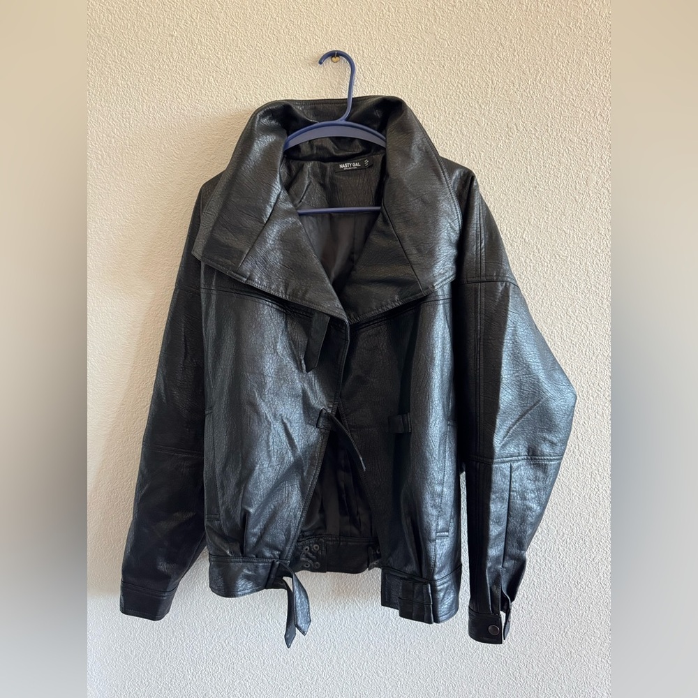 Nasty Gal oversized moto jacket faux leather